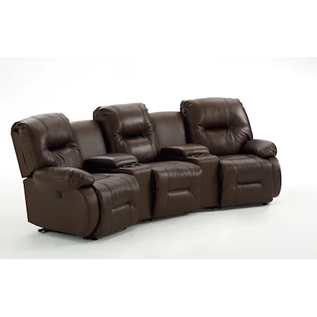 Five Piece Power Reclining Home Theater Group with Two Storage Consoles
